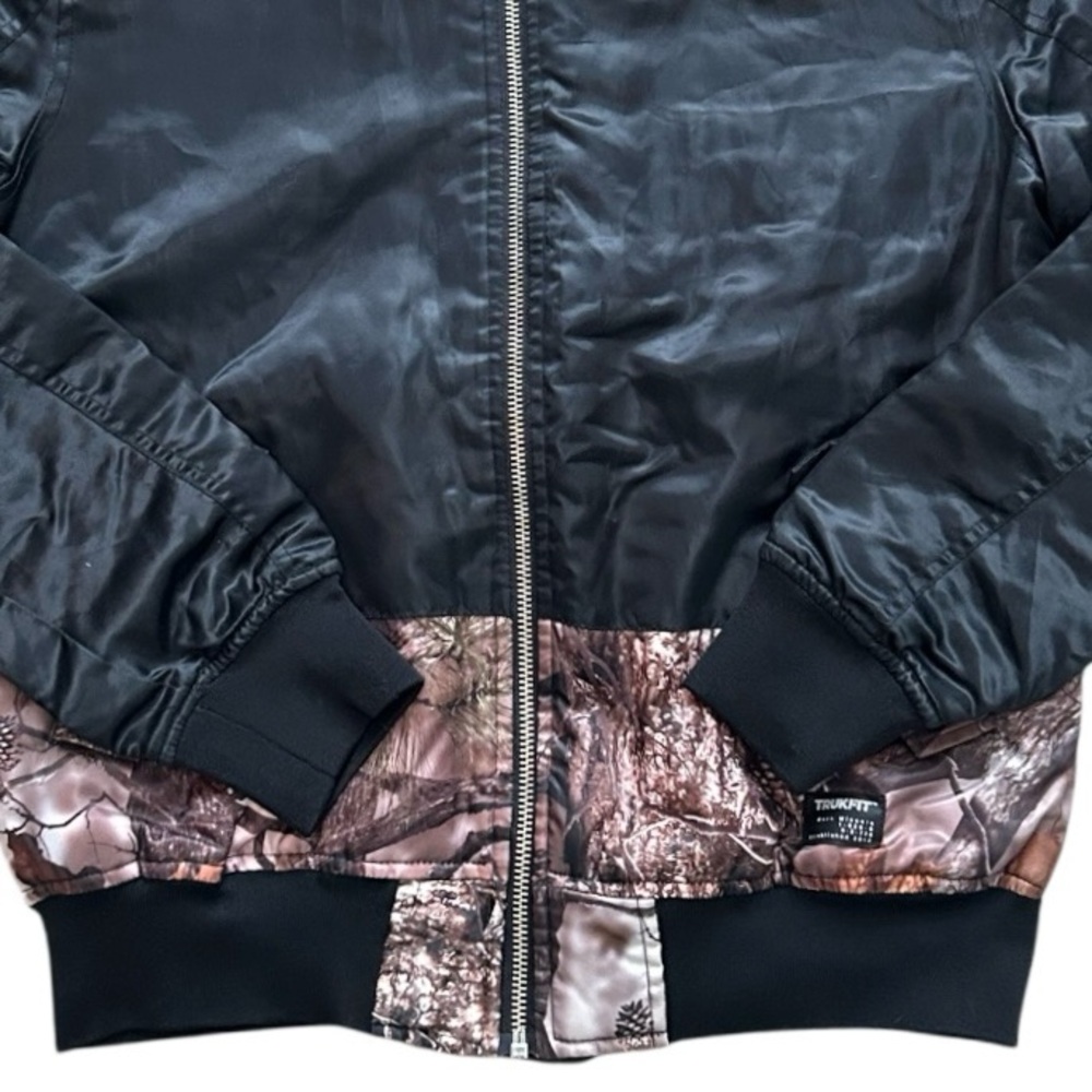 Trukfit Bomber Jacket Mens‎ Small Black Camo Orange Quilted Lined - Picture 3 of 15